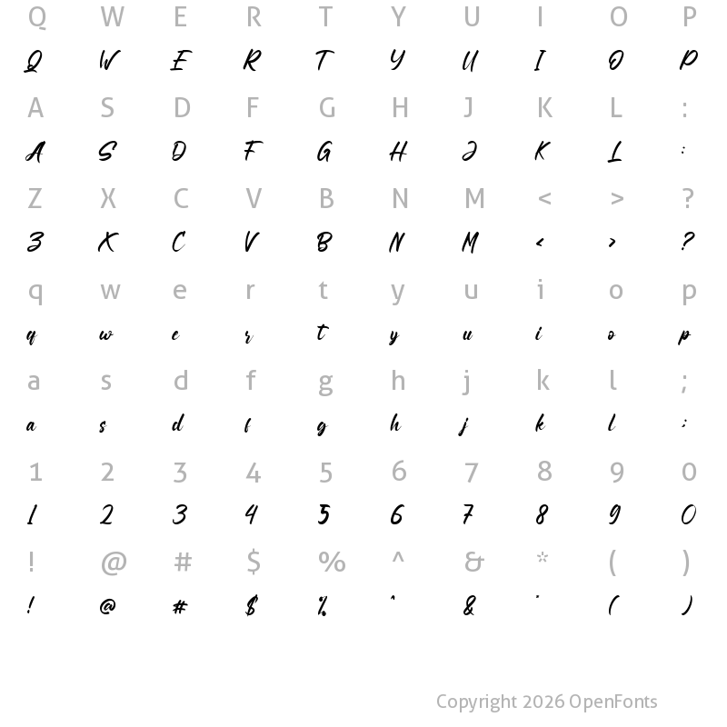 Character Map of Gisselle Regular