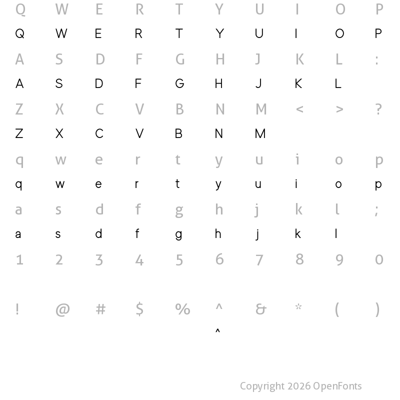 Character Map of Giuconda Regular Regular