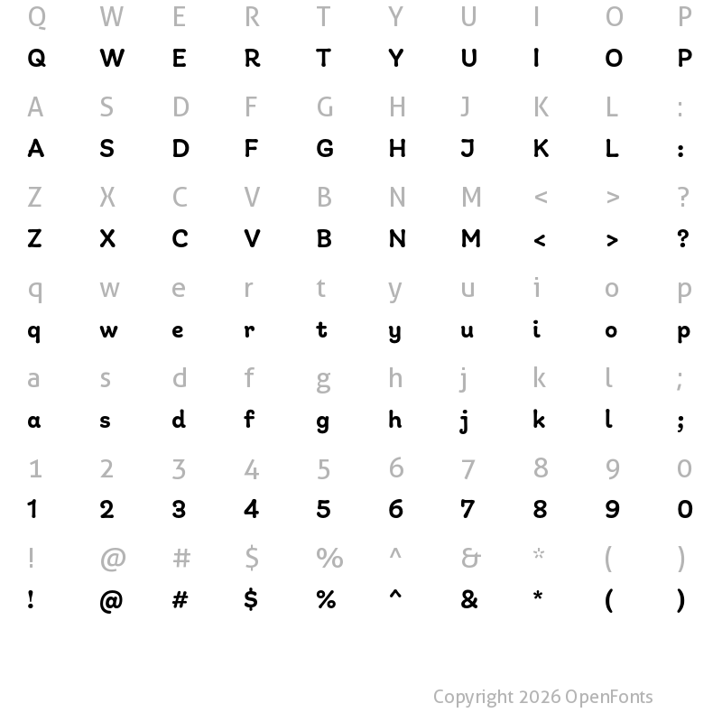 Character Map of Giulia Plain Regular