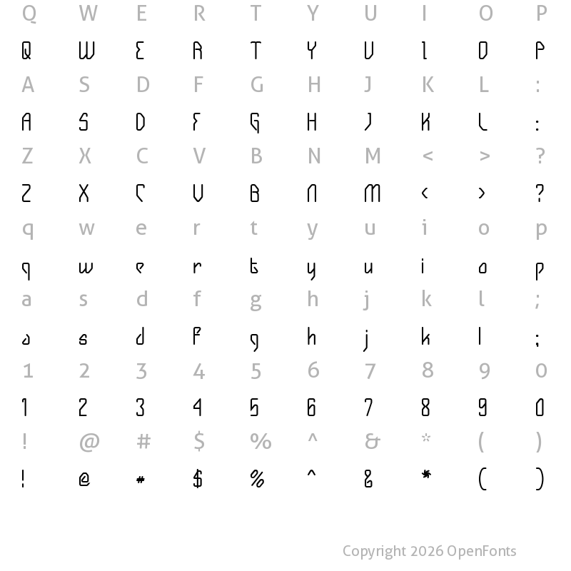 Character Map of Gizmo Bold