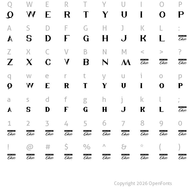 Character Map of Gladiator Arena Demo Regular
