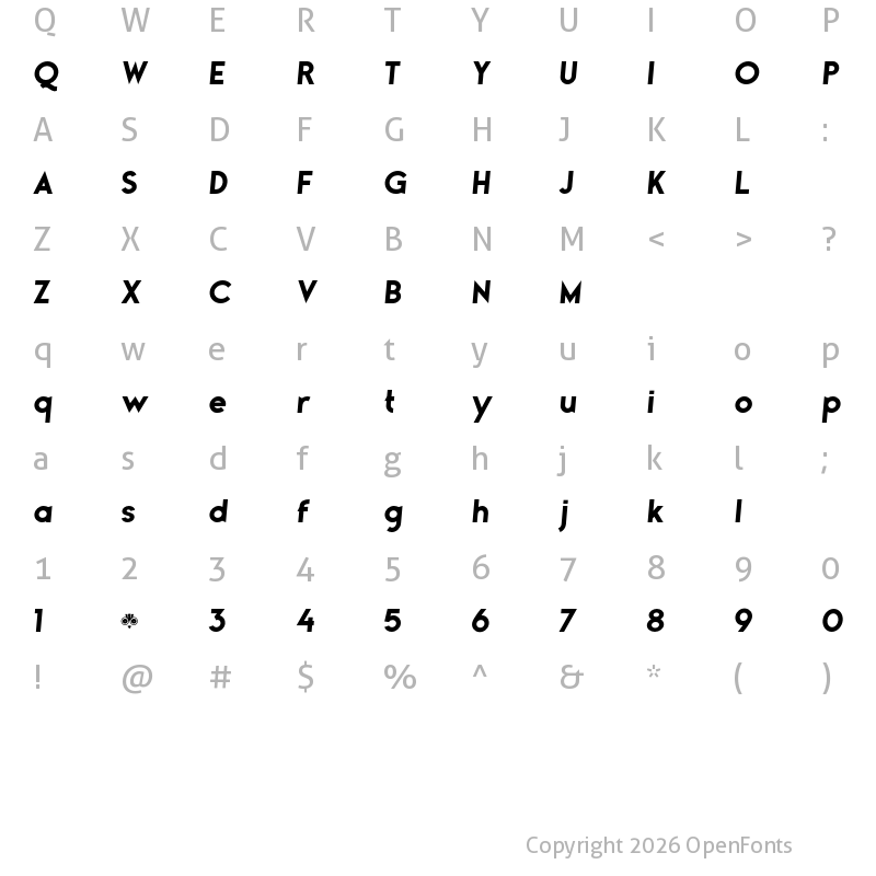 Character Map of Gladiora Demo Black Italic