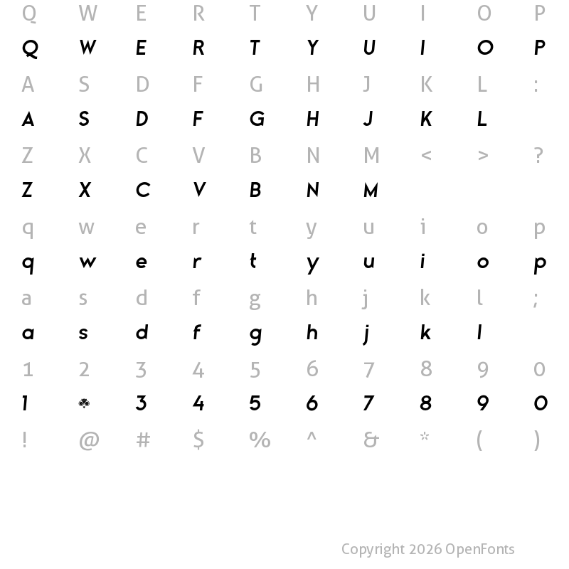 Character Map of Gladiora Demo Bold Italic