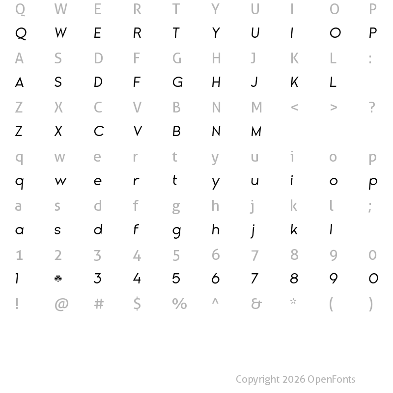 Character Map of Gladiora Demo Italic