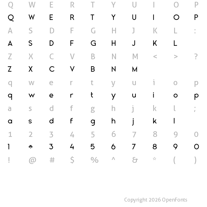 Character Map of Gladiora Demo Medium