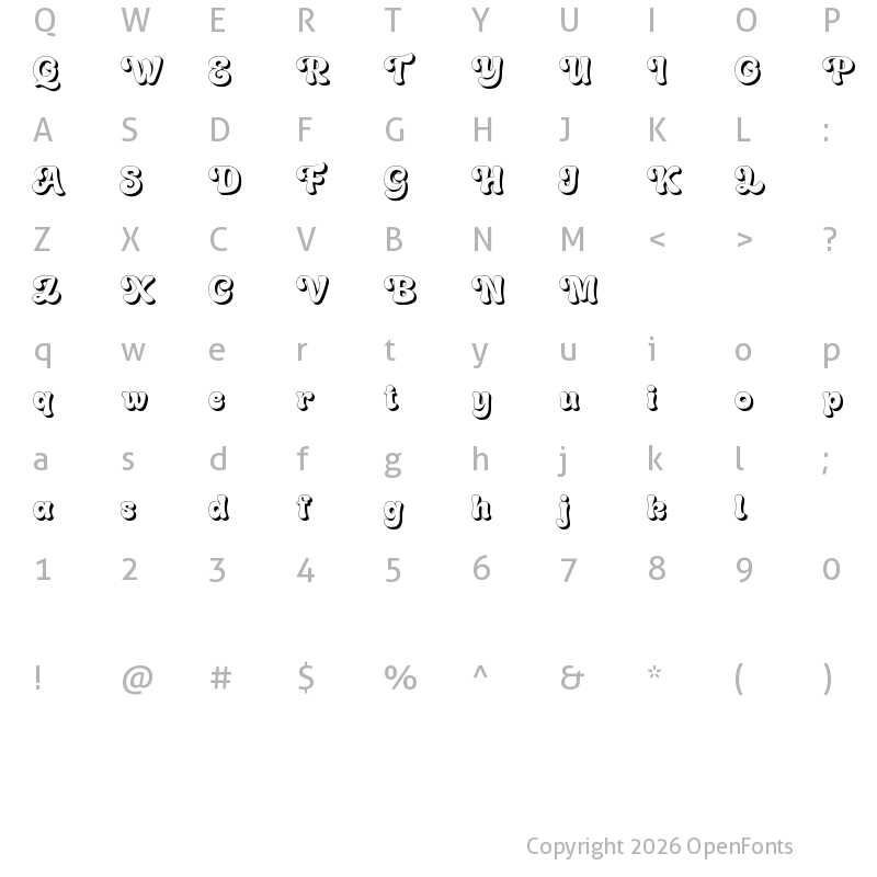 Character Map of Gladolia DEMO Shadow