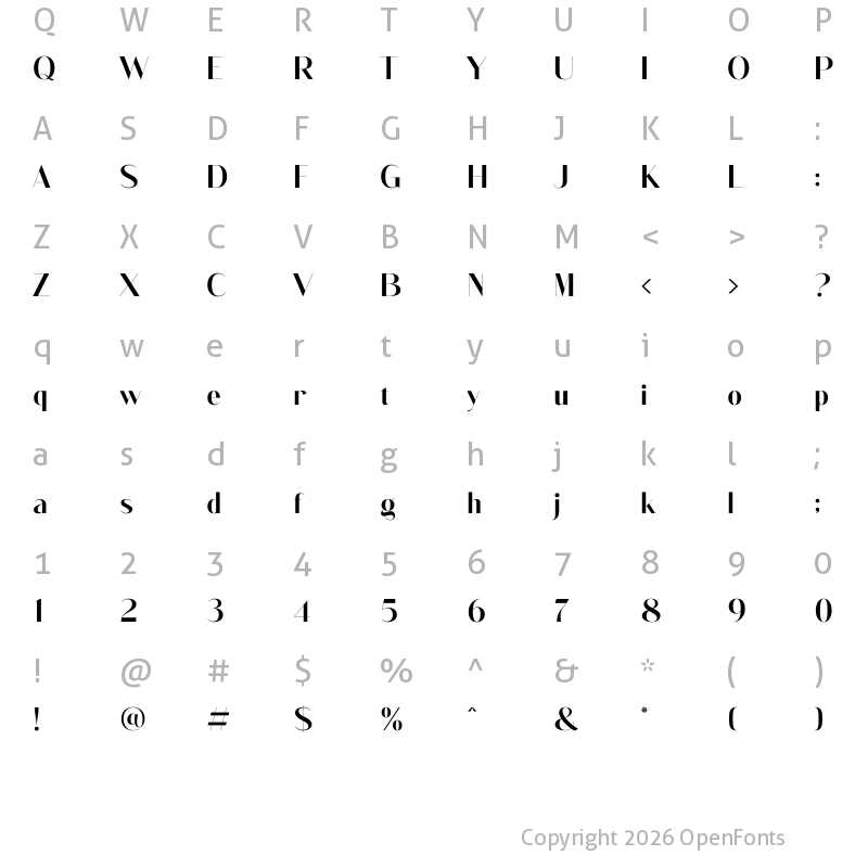 Character Map of Glakome Regular