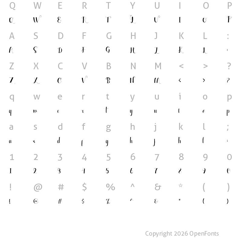 Character Map of Glamhoure Regular