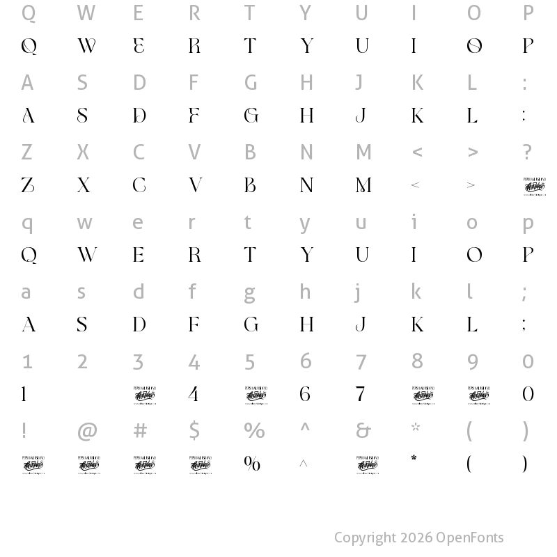 Character Map of Glamore Regular