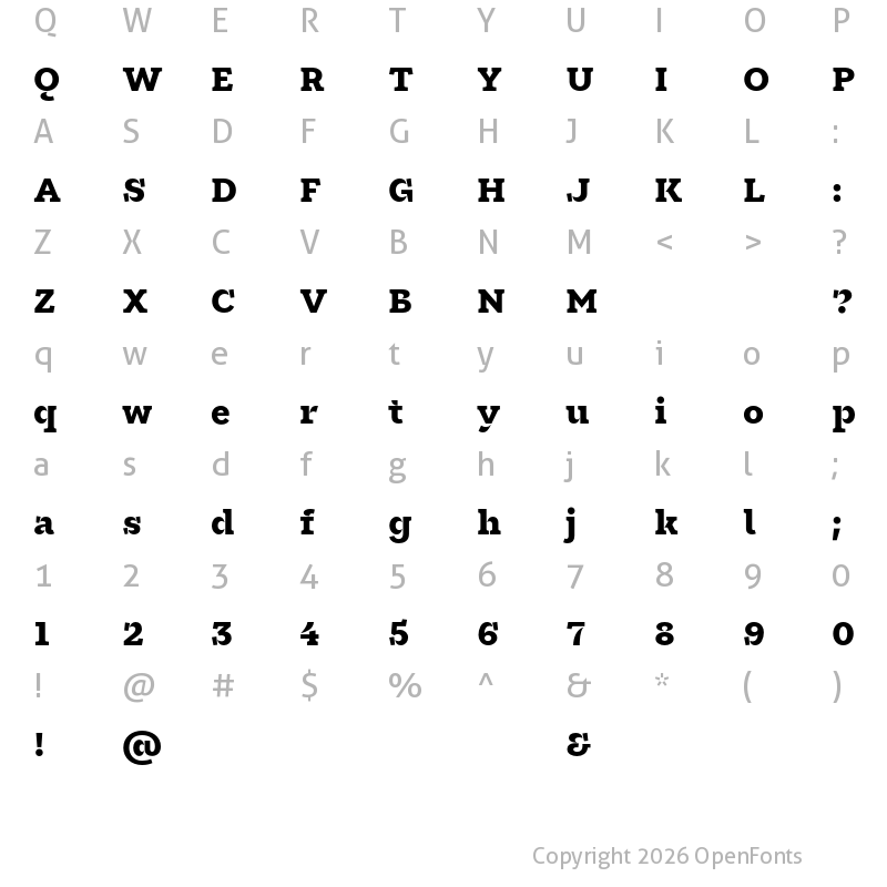 Character Map of Glance Slab Test Black