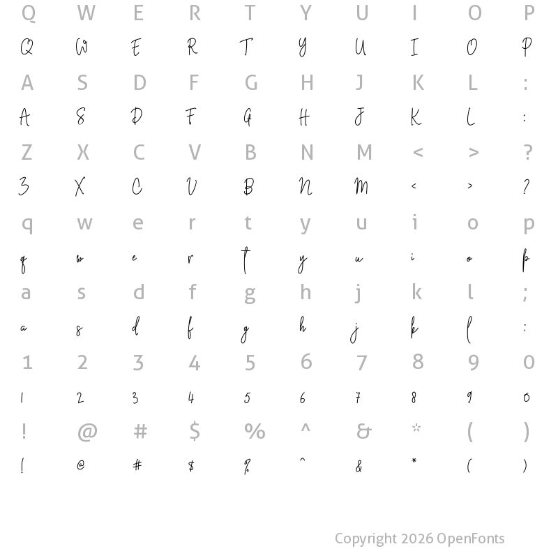 Character Map of Glasi Collection Regular
