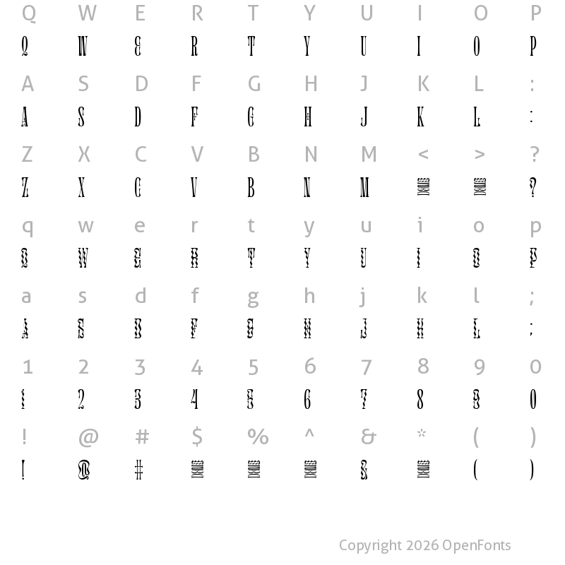 Character Map of Glassure Regular