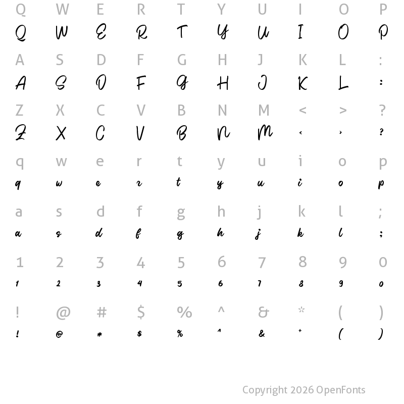 Character Map of Glintar Script DEMO Regular