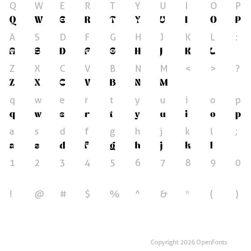 Character Map of GlisterDemo Regular