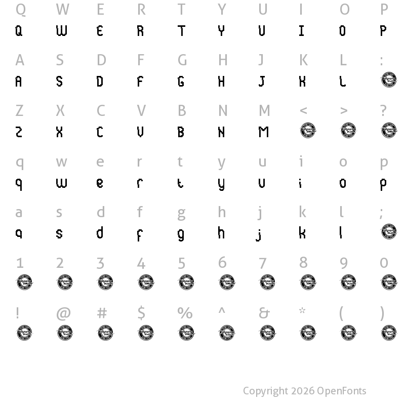 Character Map of Glitchy Demo Regular