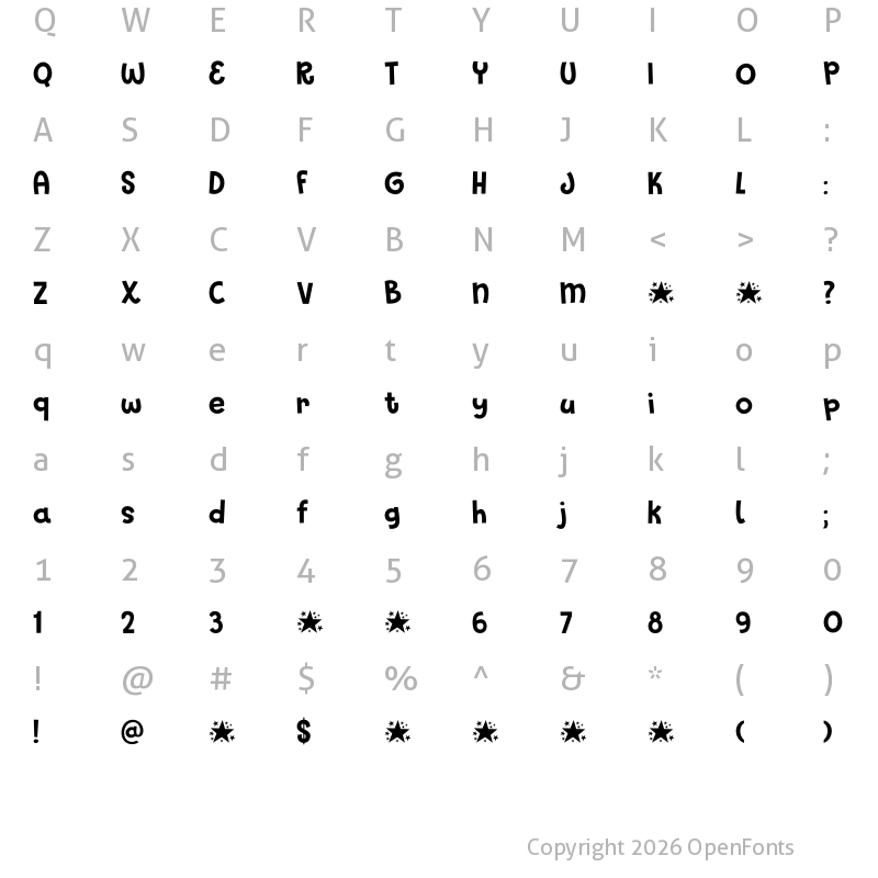 Character Map of Glitter Candy DEMO Regular