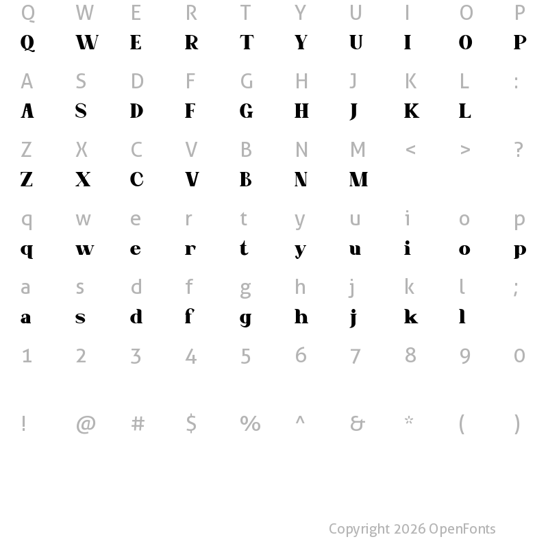 Character Map of gliven Regular
