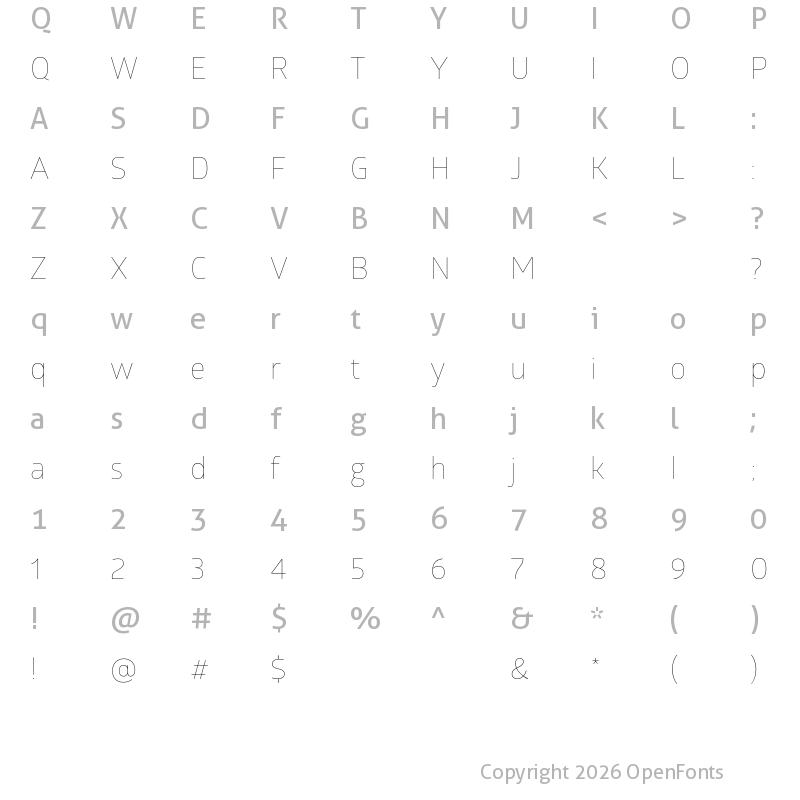 Character Map of Glober Demo Thin