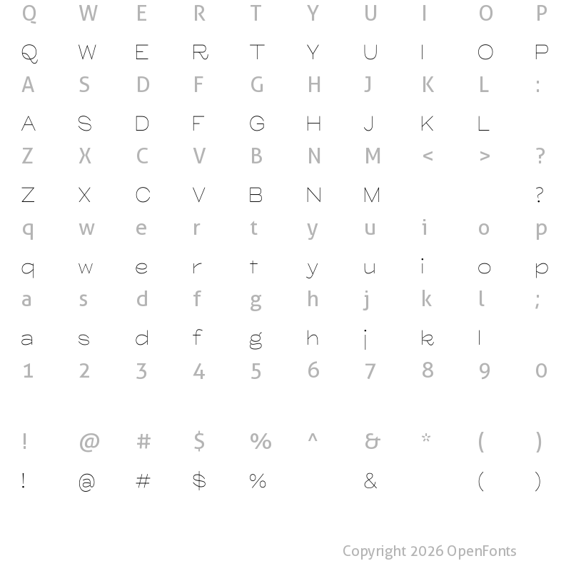 Character Map of Glora Light