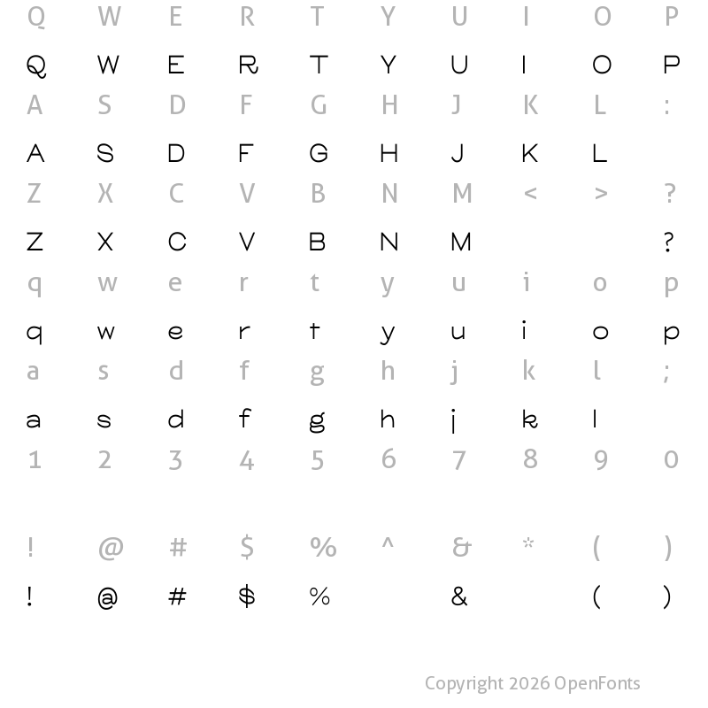 Character Map of Glora Medium