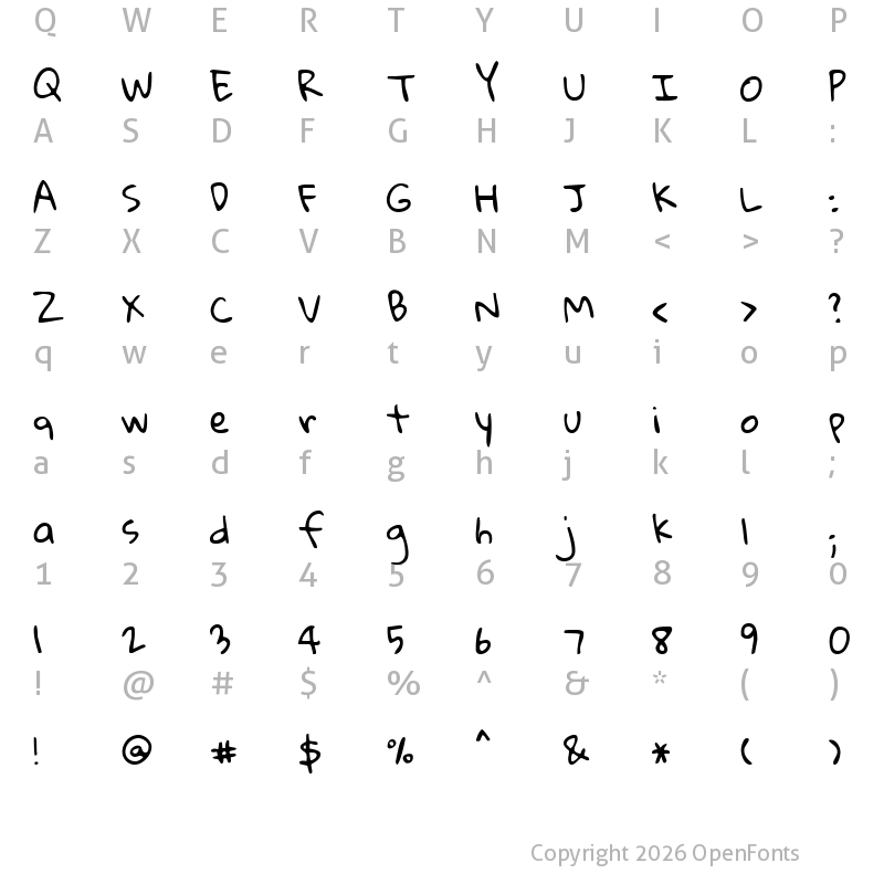 Character Map of Gloria Hallelujah Regular