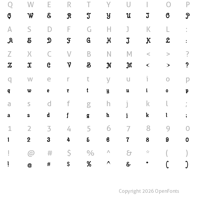 Character Map of Gloria Regular