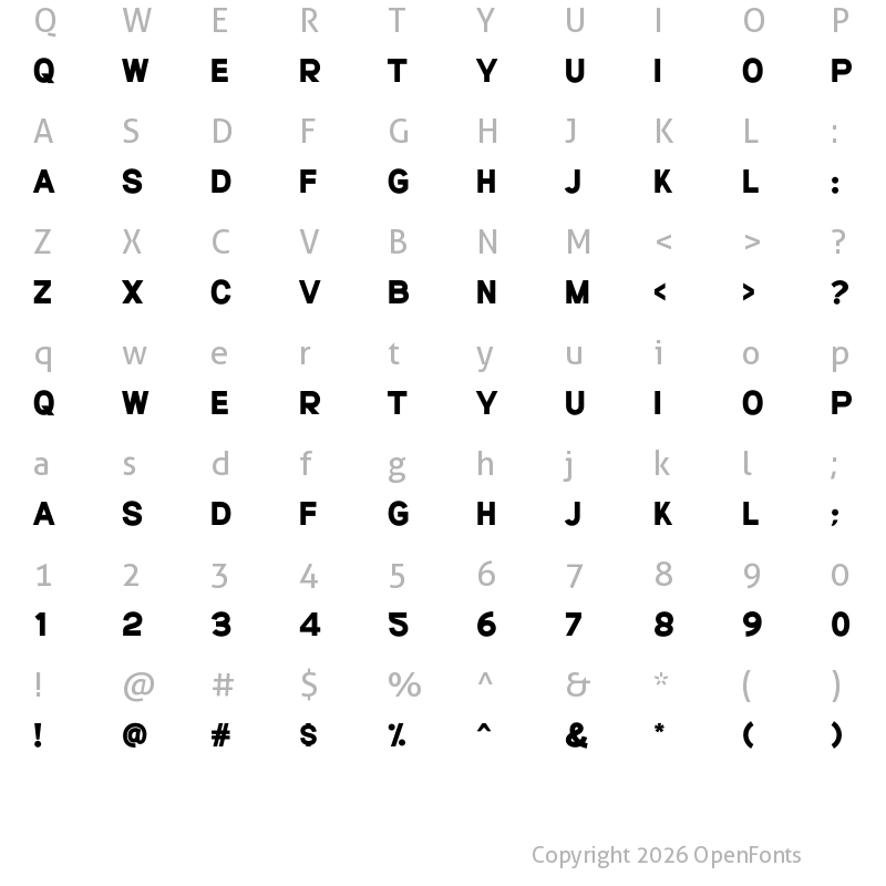 Character Map of Glory Bold