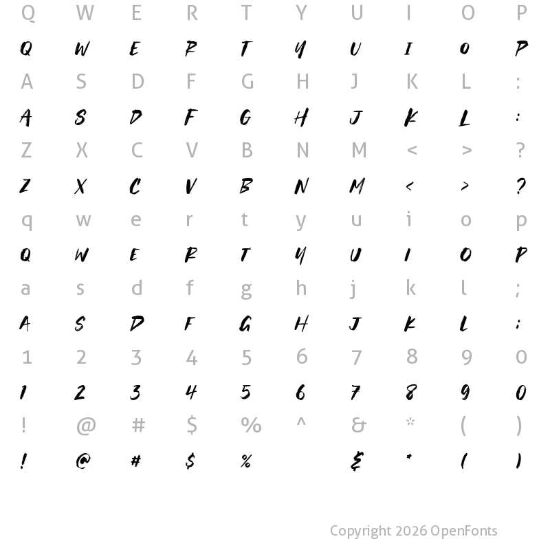 Character Map of Glory Mathilda Regular