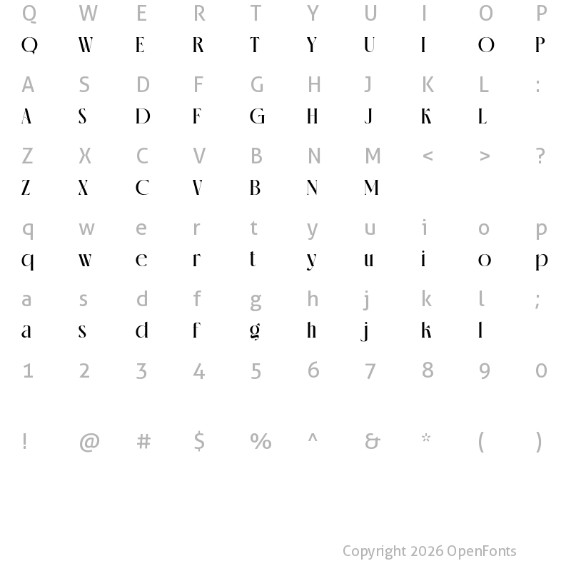 Character Map of glossy personal use Regular