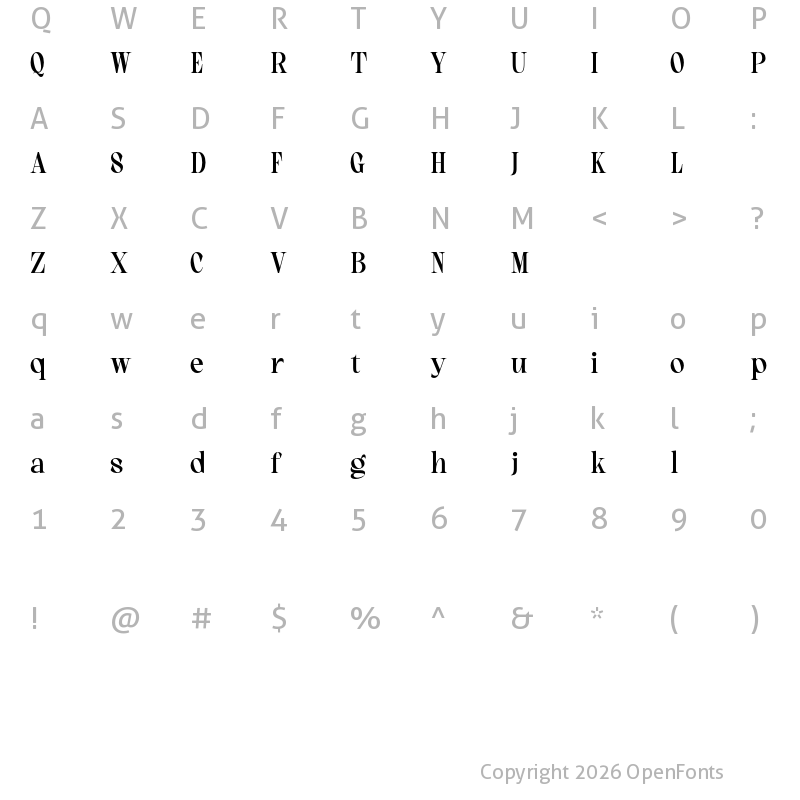 Character Map of Glutern Free Serif