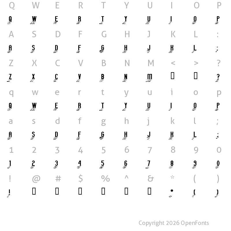 Character Map of GM Exp Shadow outline Regular