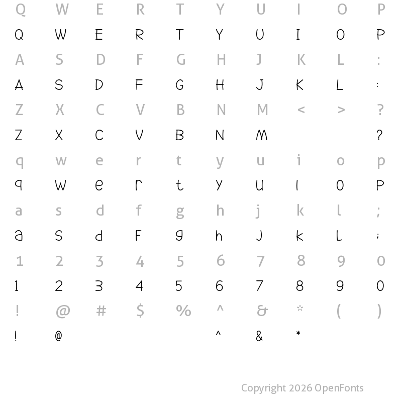Character Map of Go Jackie Regular