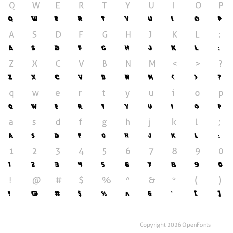 Character Map of Goblin Creek Leftalic Italic