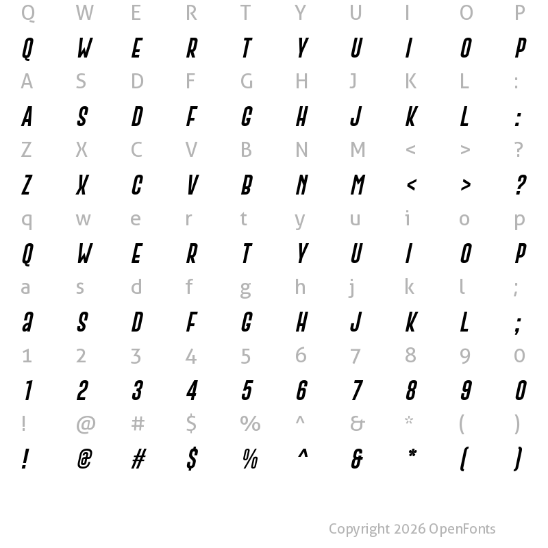 Character Map of Gobold Extra2 Italic