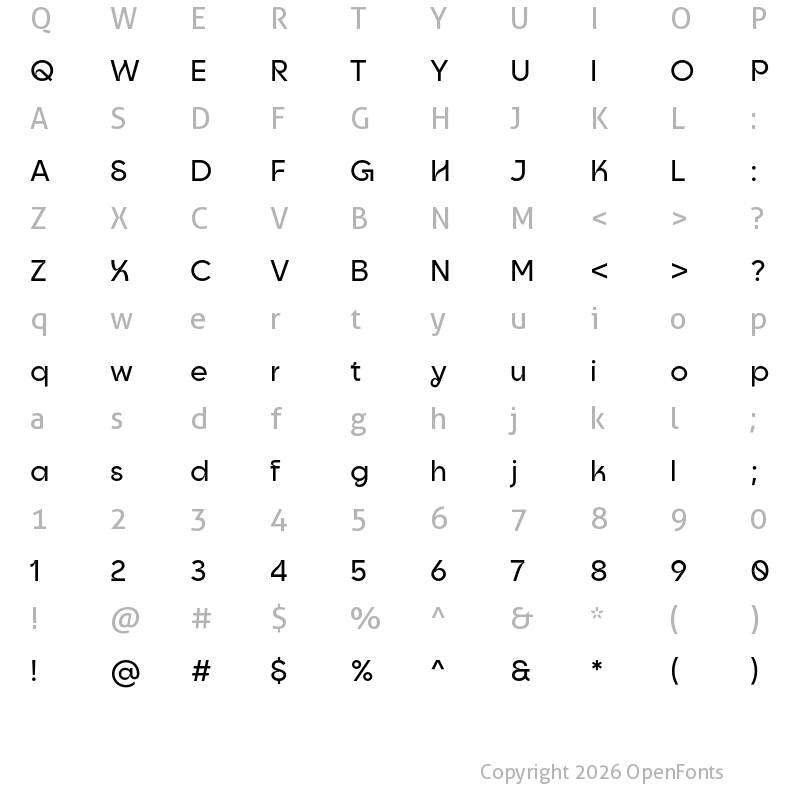 Character Map of Goia Display Medium