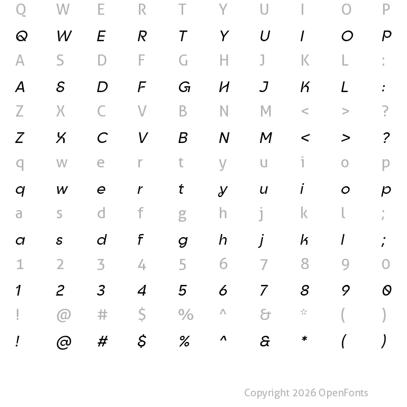 Character Map of Goia Display Medium Italic