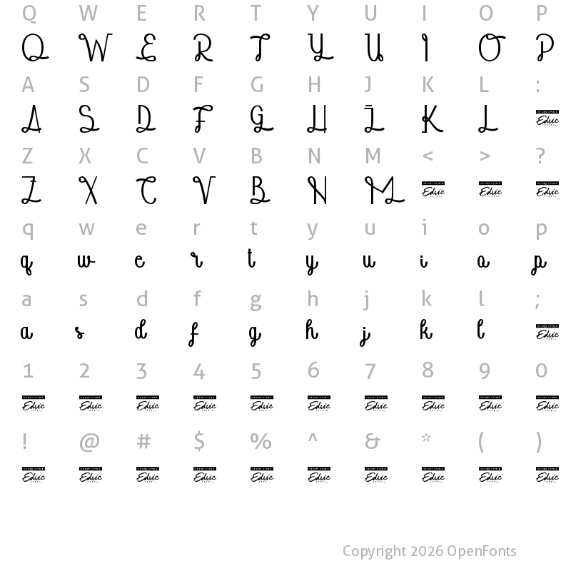 Character Map of Gold Button Demo Regular