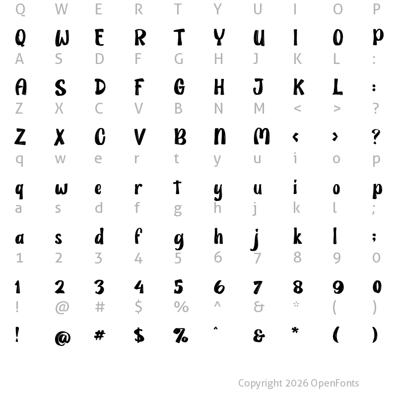 Character Map of Gold Grater Demo