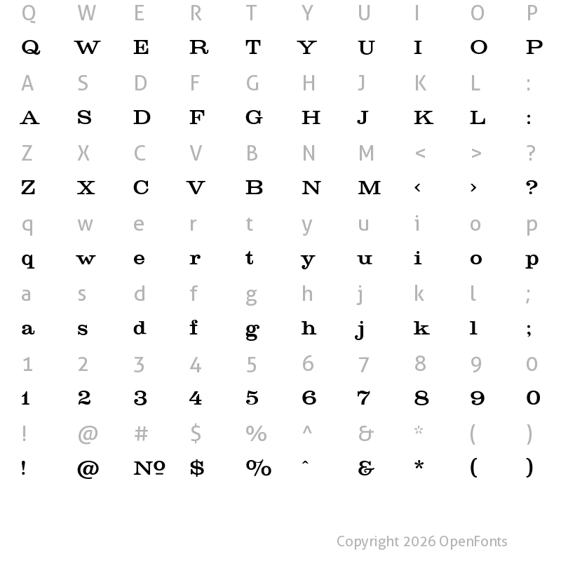 Character Map of Golden Age Restored Regular
