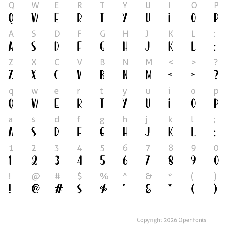 Character Map of Golden Avocado Sans Regular