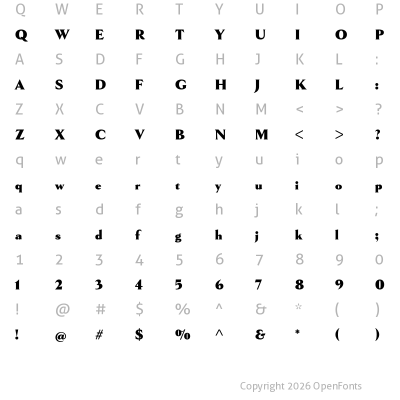 Character Map of Goldenbook Black