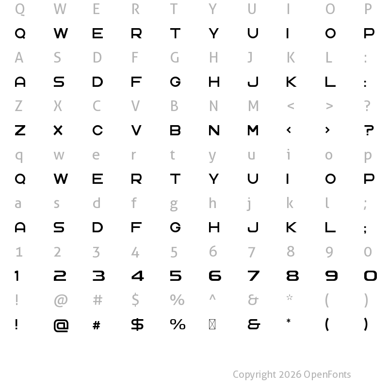 Character Map of GoldenWings Regular