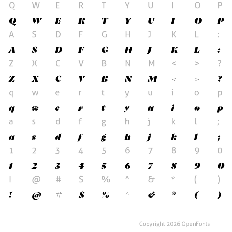Character Map of Goldich Black Italic