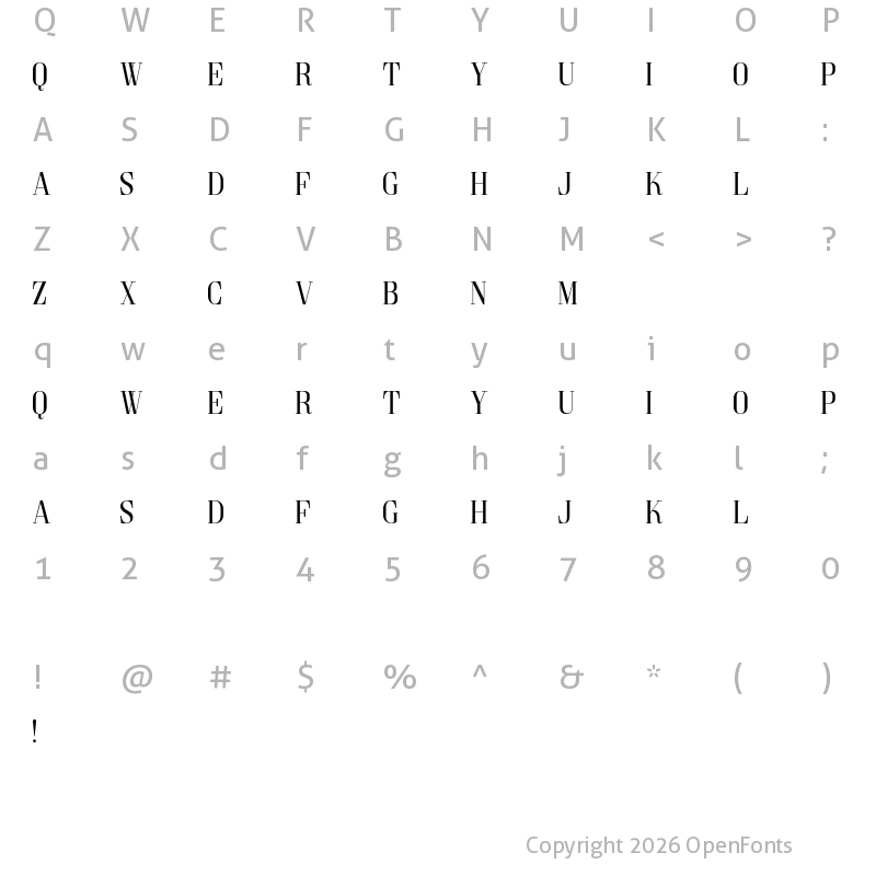 Character Map of Goldoni Regular