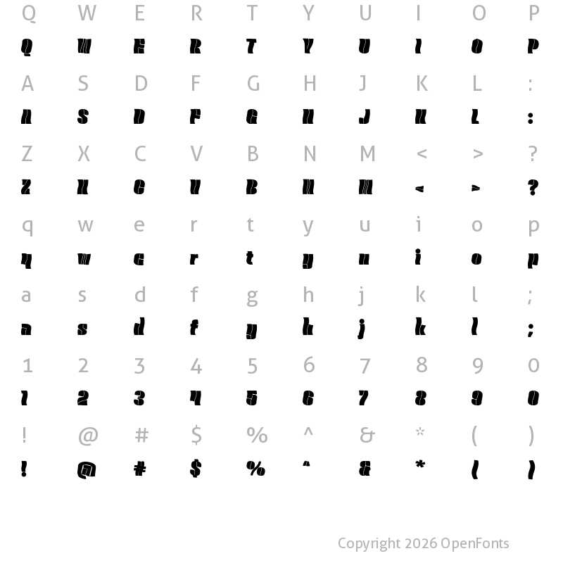 Character Map of Golvin Six Twist Neun