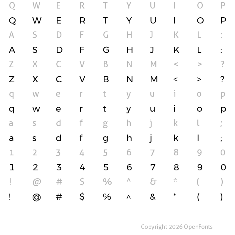 Character Map of Gontserrat Regular