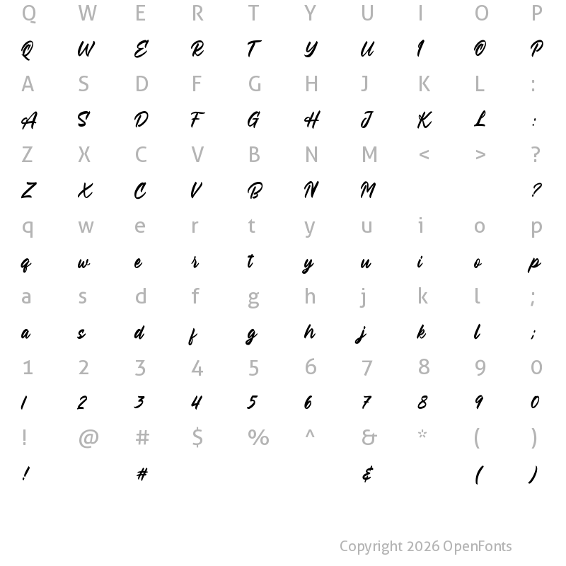 Character Map of Gonzalles Regular