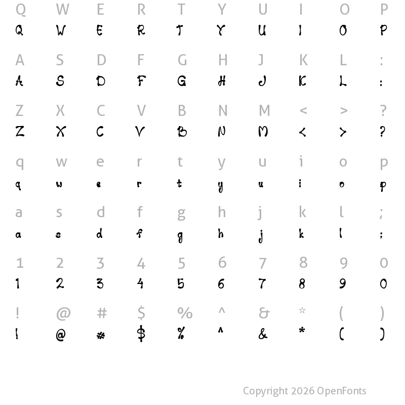 Character Map of Good Baby Regular