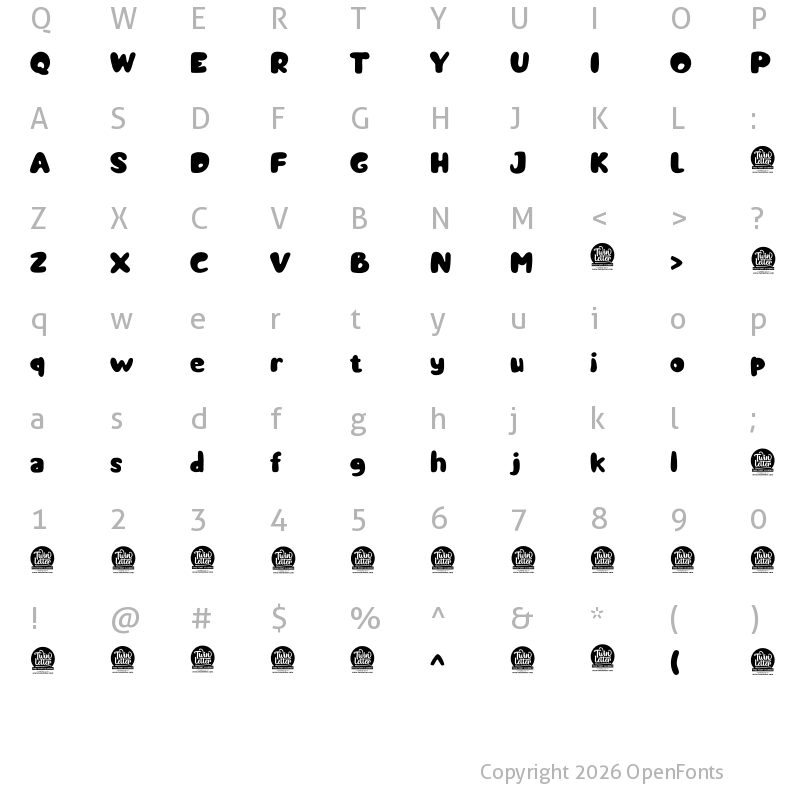 Character Map of Good Castyll Personal Use