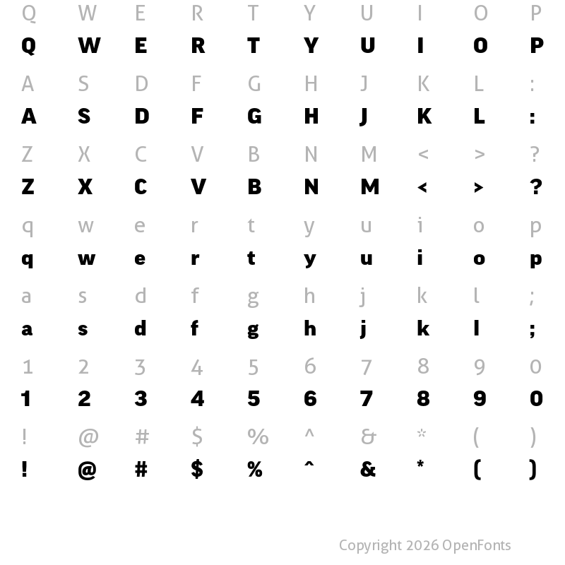 Character Map of Good Pro Wide Black